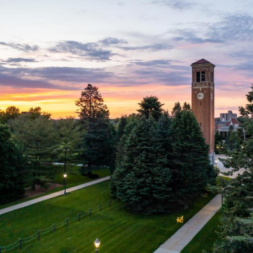 campanile at dusk